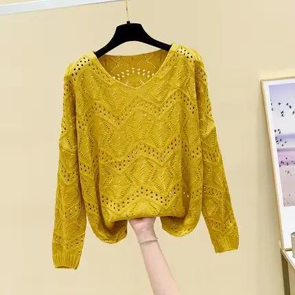 Pointelle haut en tricot à manches longues recadrée pull uni femmes