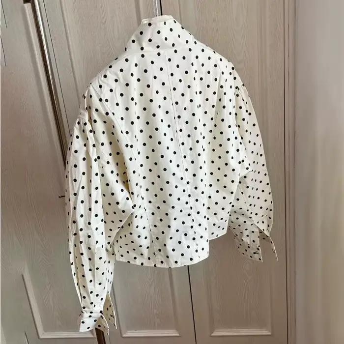 TARUXY mode à pois imprimé veste manteau femmes col montant à manches longues vêtements de travail