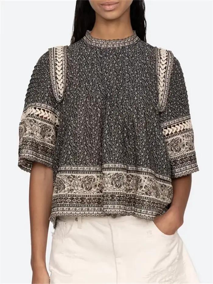Gilet imprimé Vintage + chemise pour femmes