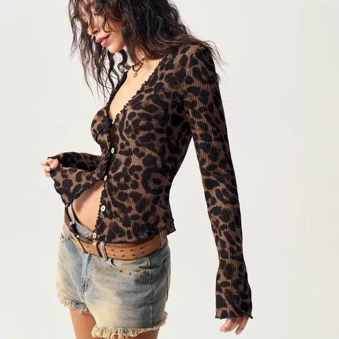 Cardigan à motif léopard pour femmes