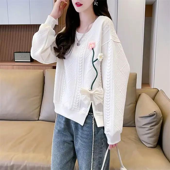 Sweat-shirt à col rond pour femme