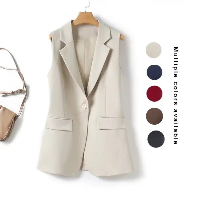 Gilet féminin élégant style costume veste de bureau printemps automne polyvalent amincissant dégageant une élégance occase spéciales femmes