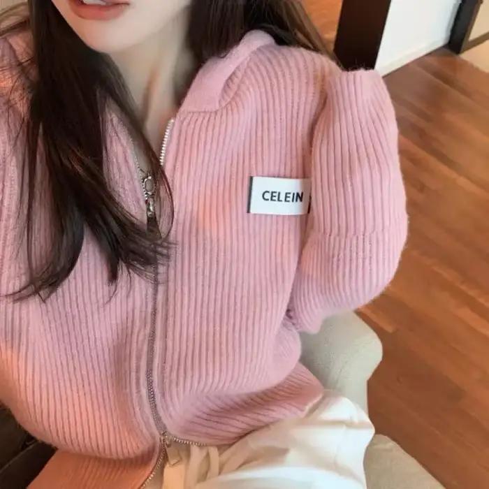 Pull à Capuche avec Fermeture Éclair pour Femme