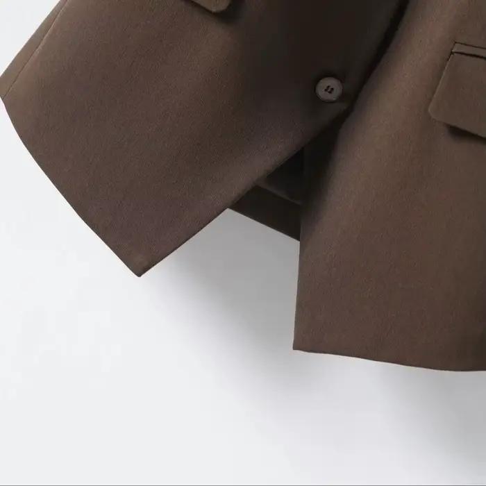 Gilet ajusté marron à simple boutonnage pour femmes au printemps et en automne