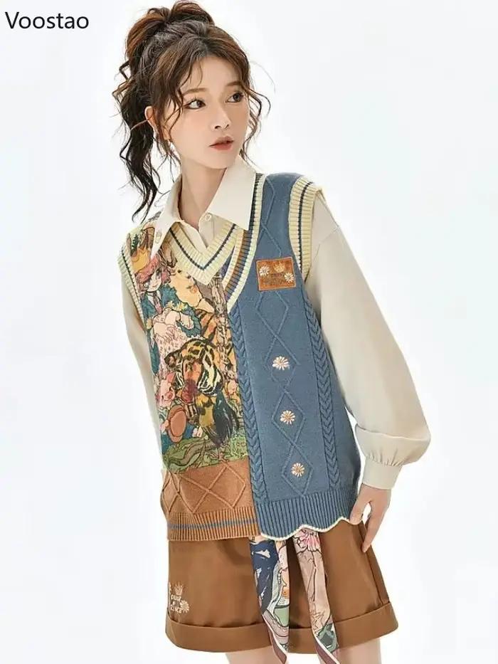 Gilet en Jacquard tricoté pour femmes