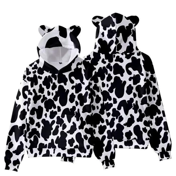 Sweat à capuche imprimé vache pour femmes