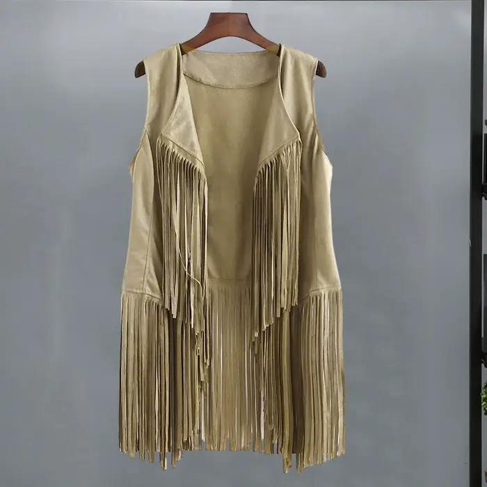 Veste gilet en cuir suédé pour femme