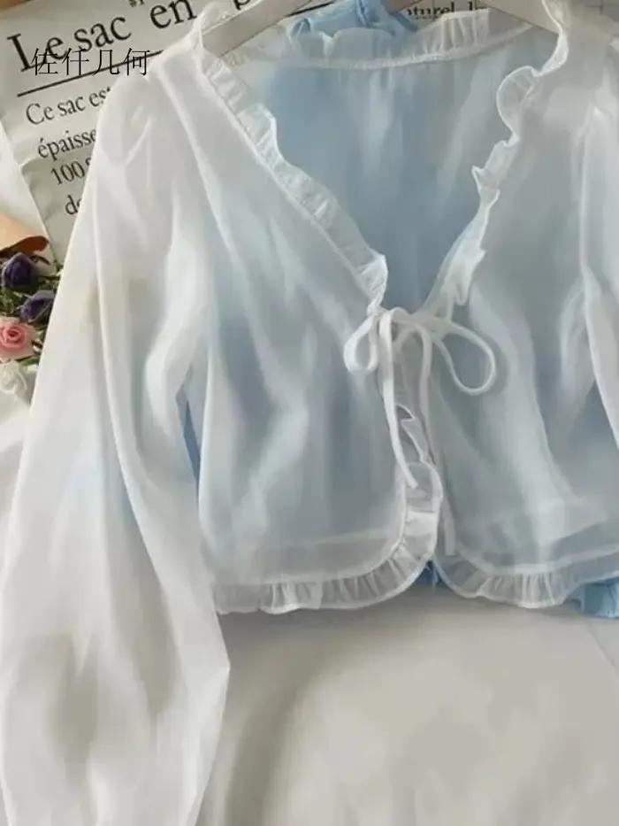 2025 Cardigan chemise femmes mince décontracté dentelle arc été Protection solaire vêtements