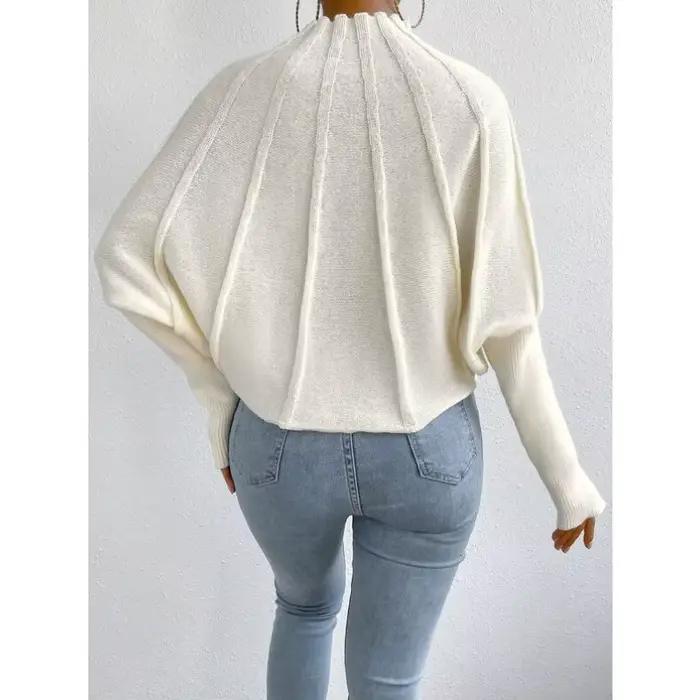 Pull à manches chauve-souris tricoté Joker de couleur unie