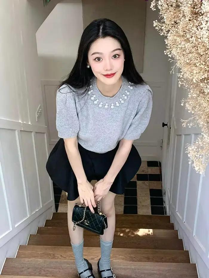 Pull en tricot à col rond pour femme