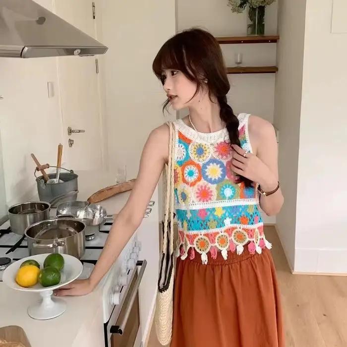 Gilet tricoté bohème mignon