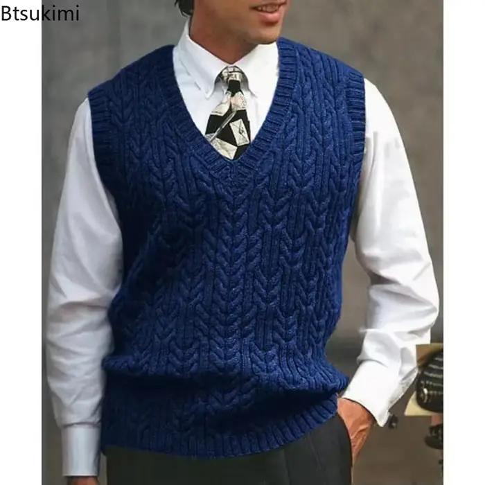 Gilet pull tricoté décontracté chaud pour homme