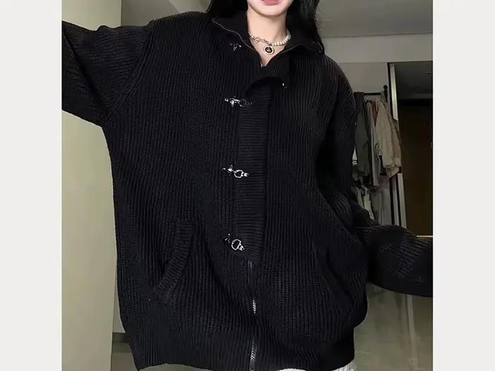Cardigan tricoté à col montant