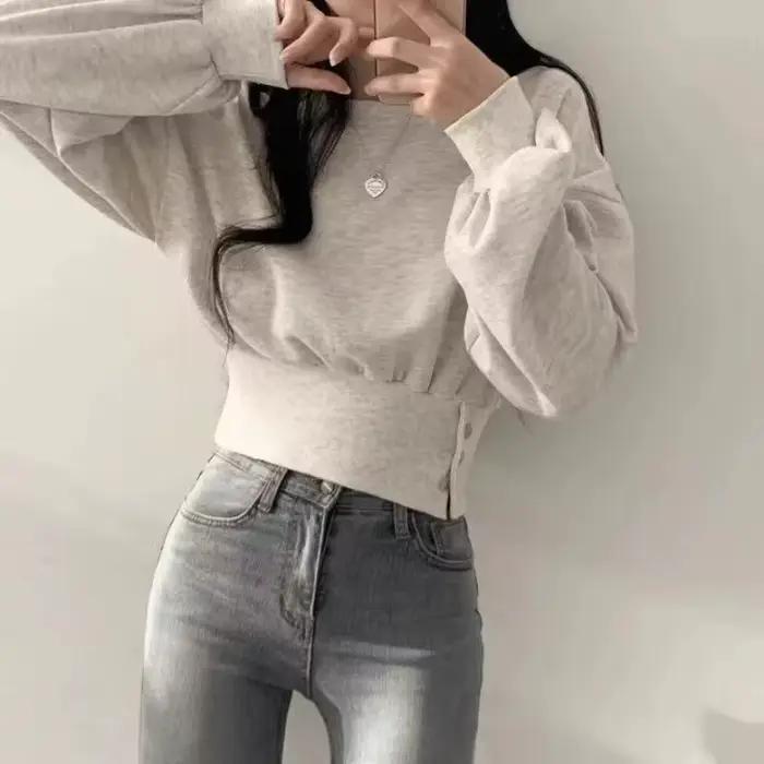Pull uni pour femme, haut esthétique basique