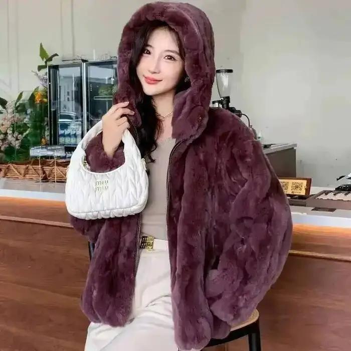 Nouvelle veste de fourrure de lapin manteau