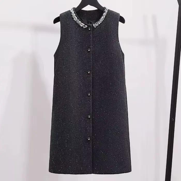 Gilet long en tweed pour femme