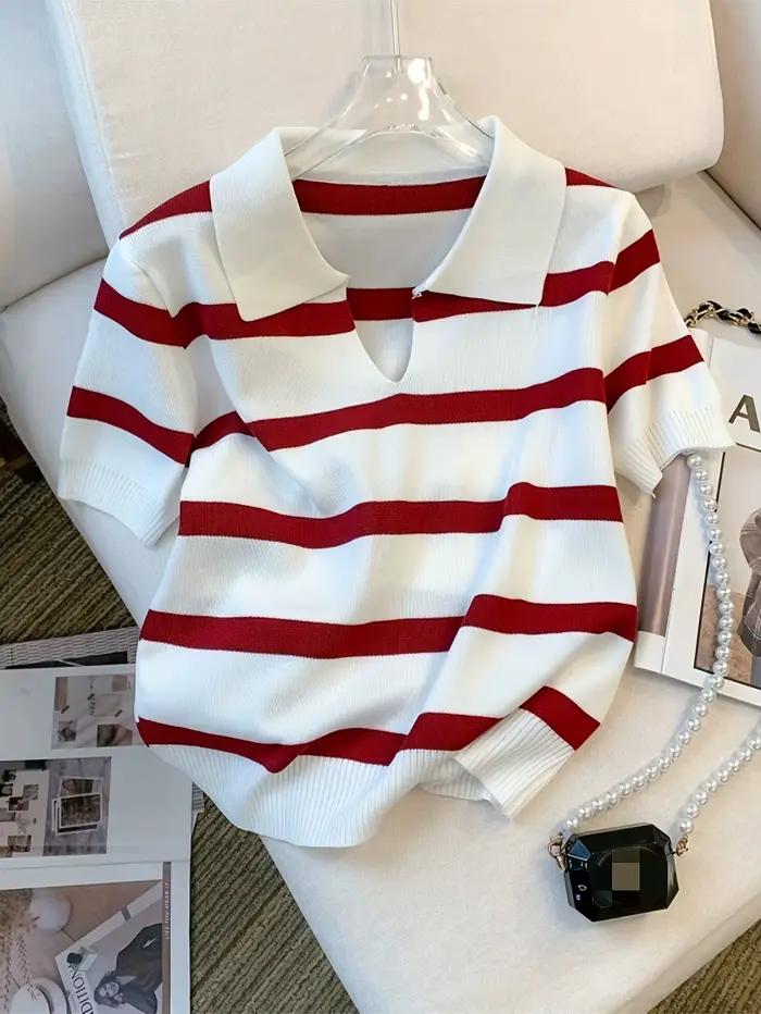 Pull à col à motif rayé