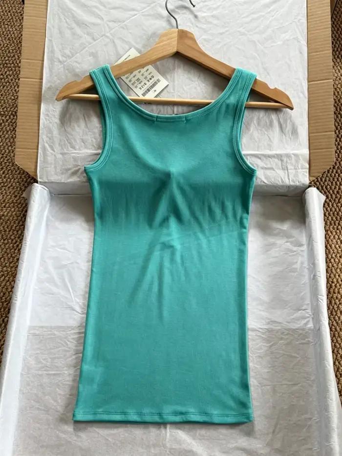 Débardeurs slim à boutons turquoise pour femmes