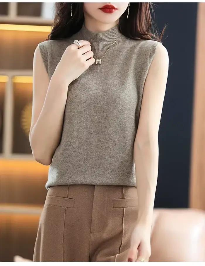 Pull en tricot chaud à col haut pour femme