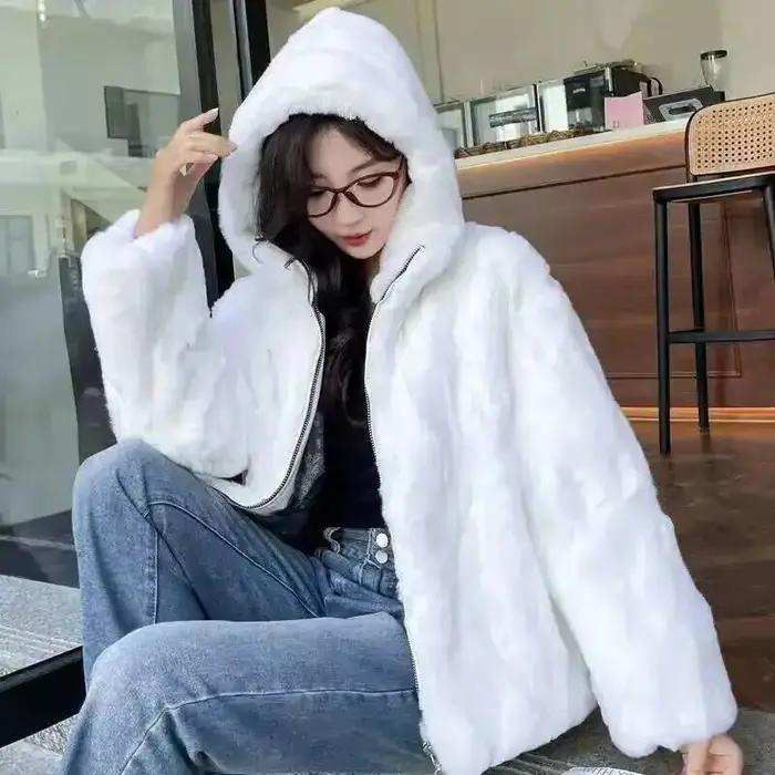 Nouvelle veste de fourrure de lapin manteau