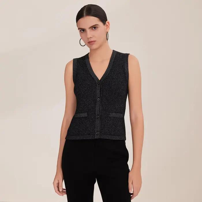Cardigan sans manches en mélange de cachemire pour femme