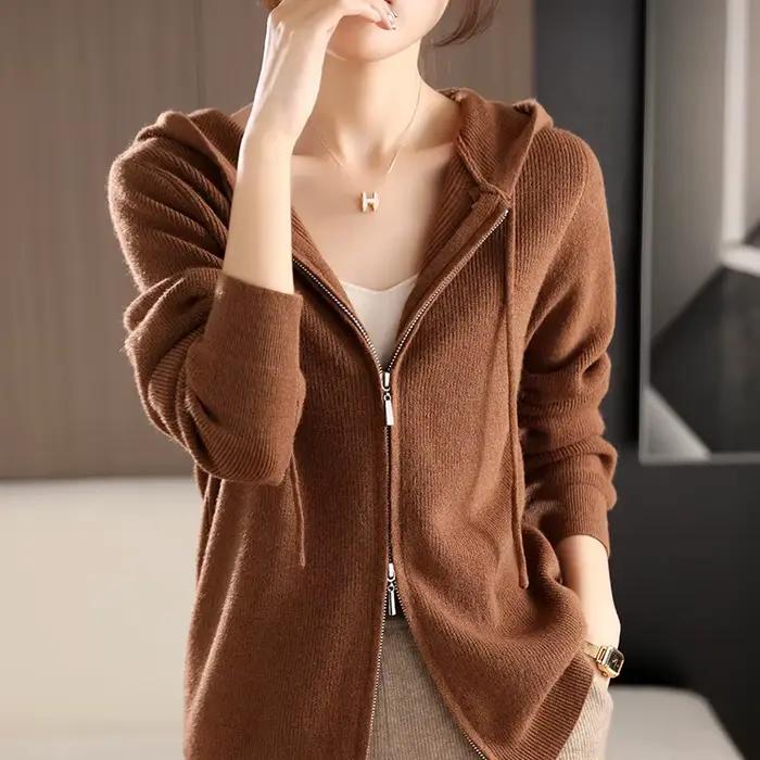Cardigan tricoté à fermeture éclair japonaise