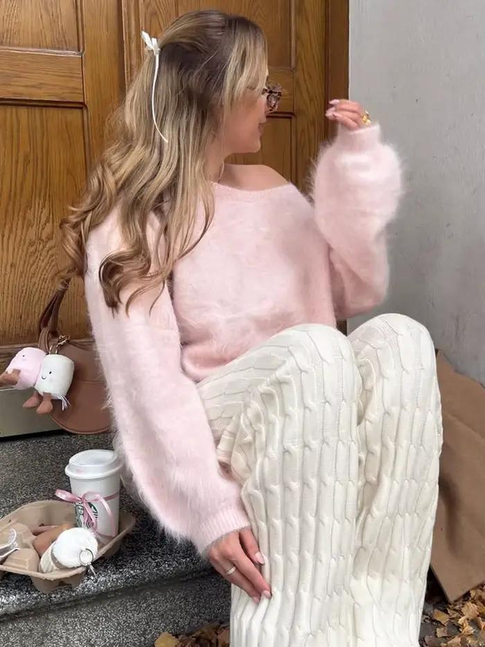 Tossy ample épaules dénudées tricot pull