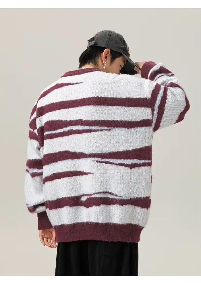 Pull à motif de contraste irrégulier