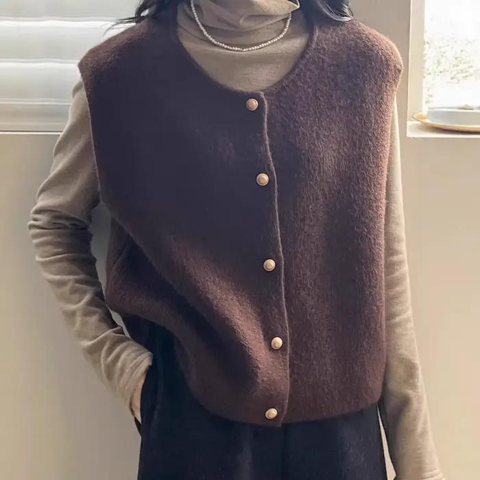 Gilet tricoté rétro pour femmes