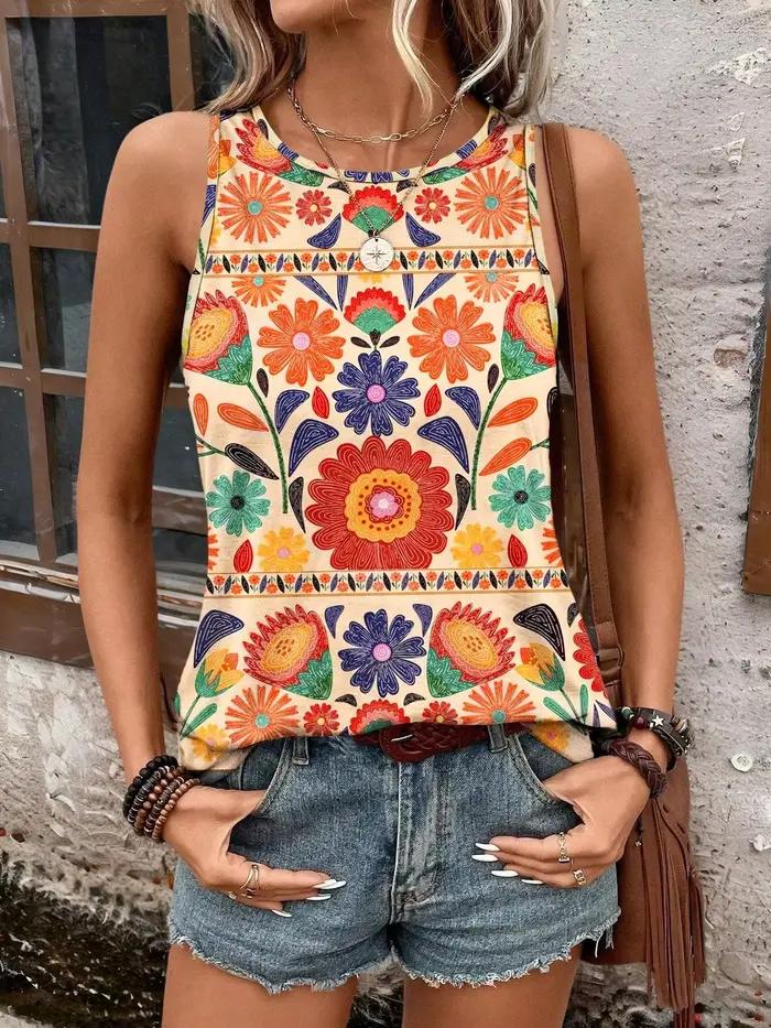Gilet à imprimé floral pour femmes