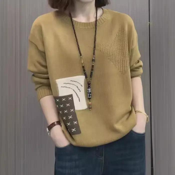 Pull chaud à col rond pour femme