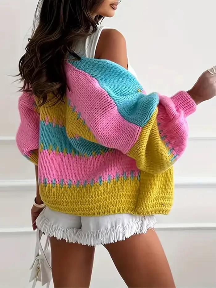 Pull tricoté à panneaux pour femmes
