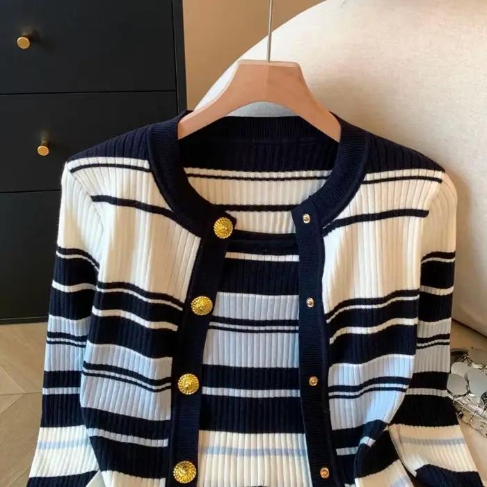 Pull rayé de couleur contrastée pour femmes
