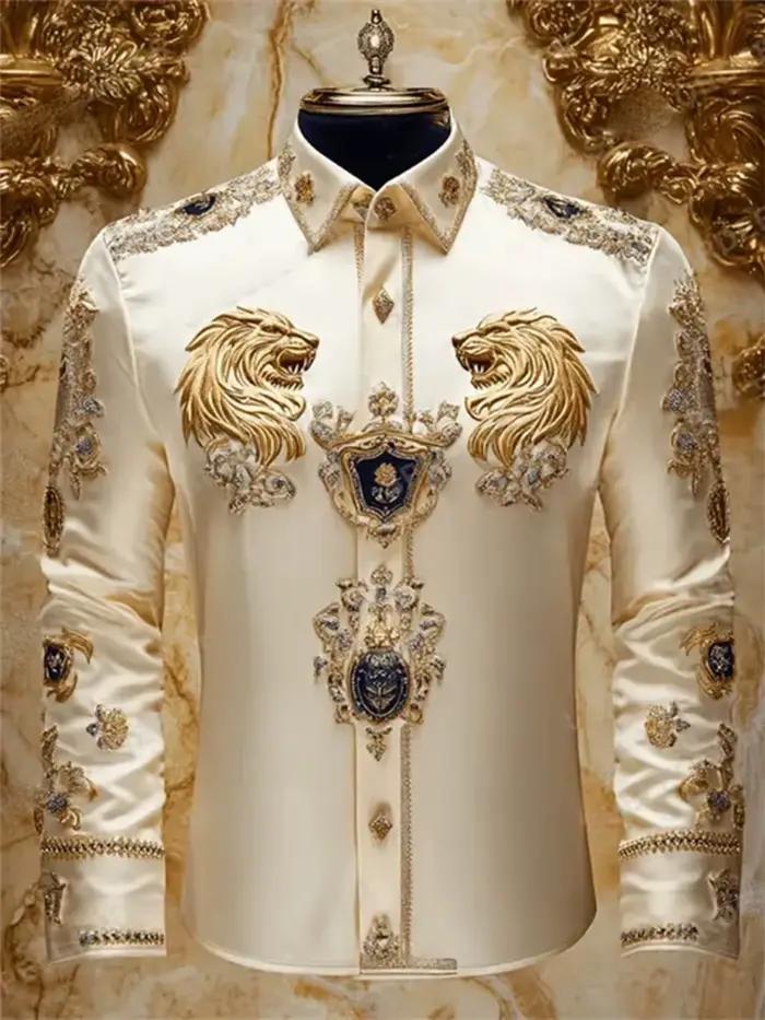 Chemise à col à manches longues pour hommes, chemise imprimée à la mode, fête sociale, tissu doux, confortable, luxe, haute qualité, nouveau