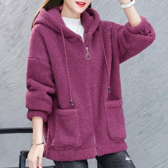 Sweat-shirt ample en laine d'agneau pour femme