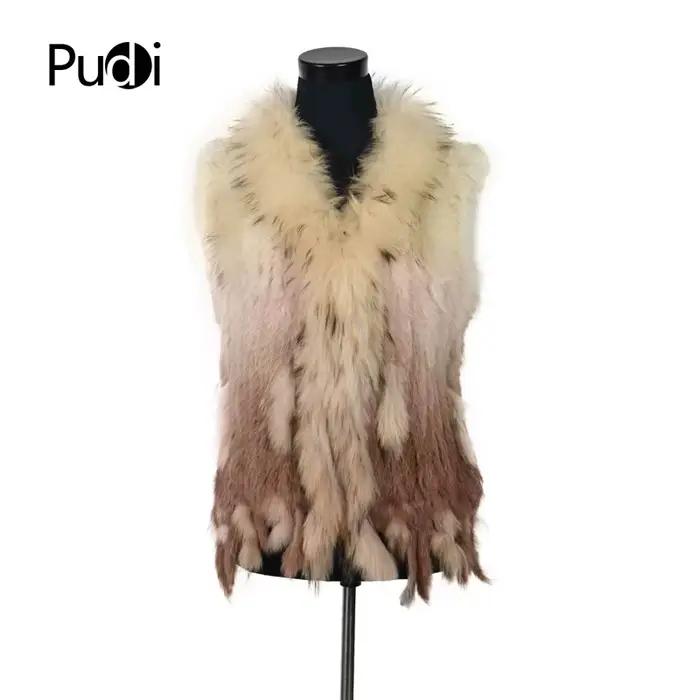 17 gilet en vraie fourrure de lapin naturel pour femmes avec col