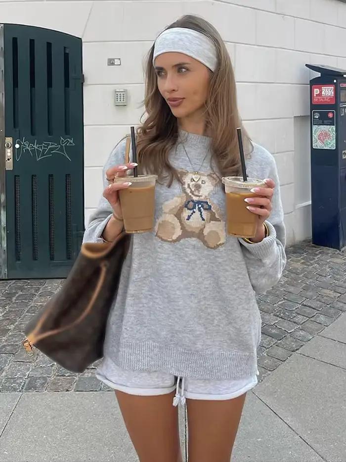 Pull tricoté à col rond pour femme
