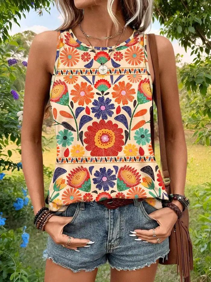 Gilet à imprimé floral pour femmes