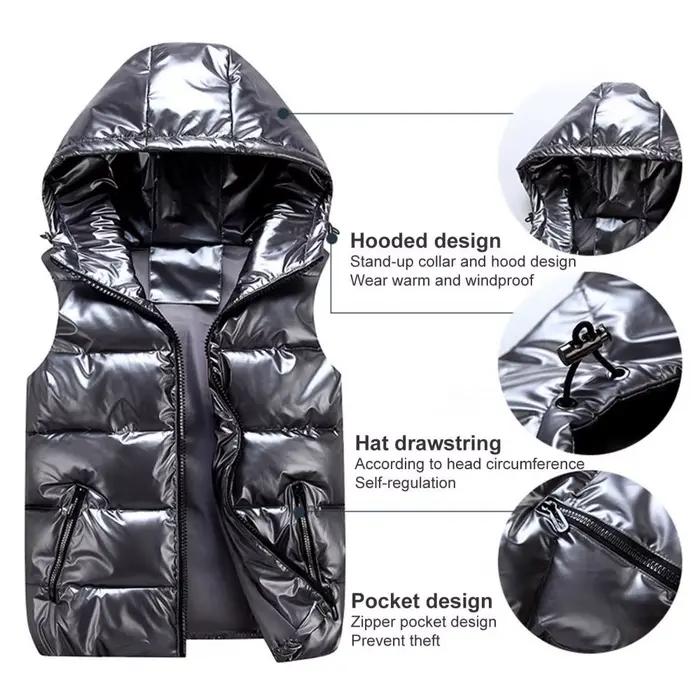 Femmes hiver gilet chaud couleur vive poches coton rembourré