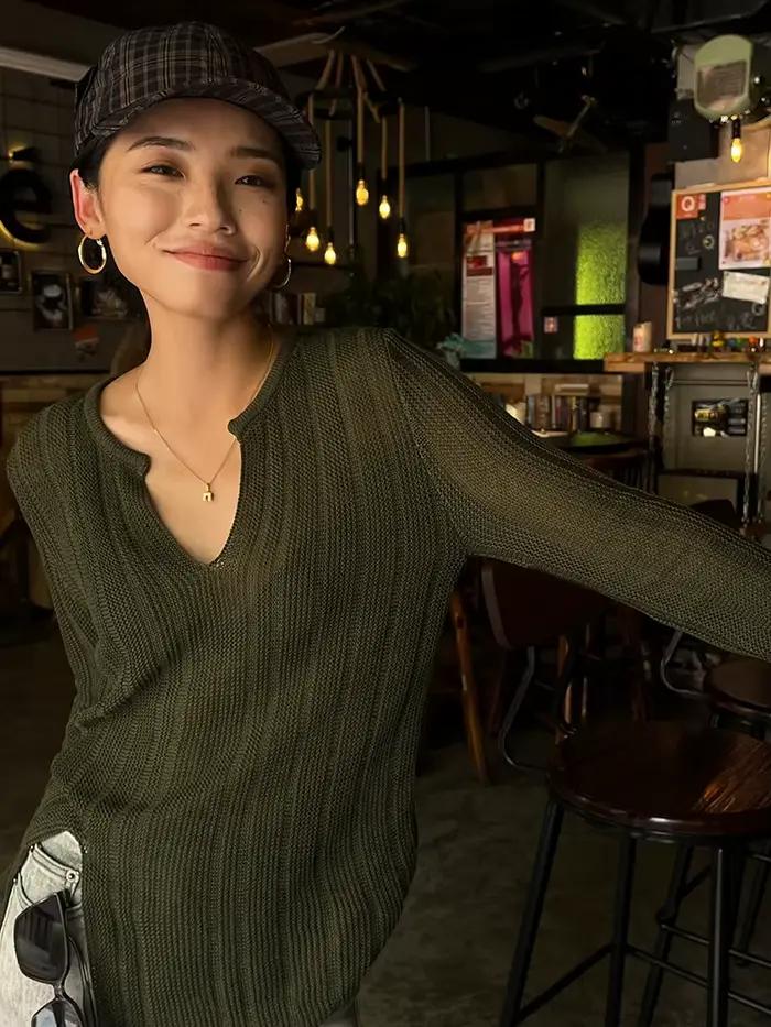 Pull à col en V pour femme