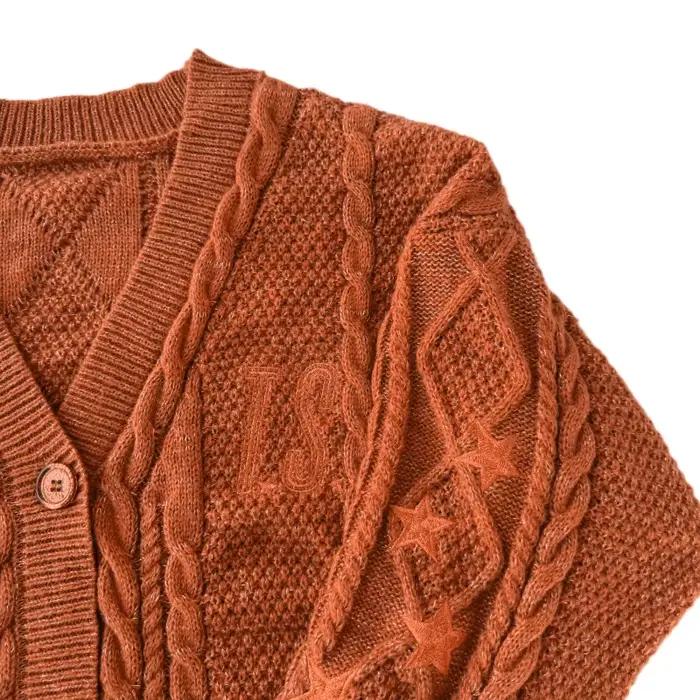 Cardigan Orange Scintillant pour Femme