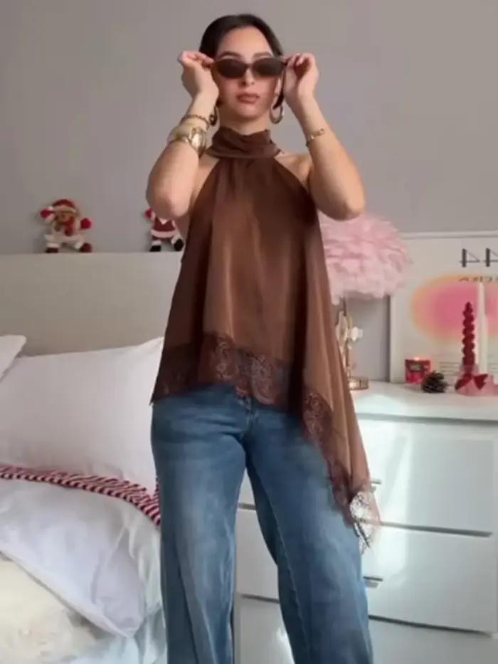 Pull tricoté à manches mi-longues pour femme