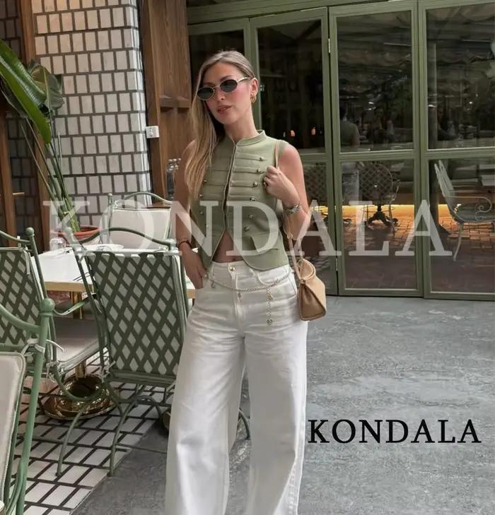 KONDALA Gilet Tricoté Tendance pour Femme