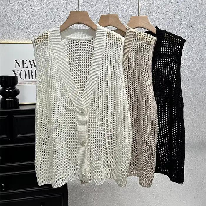 Gilet en Crochet boutonné pour femmes
