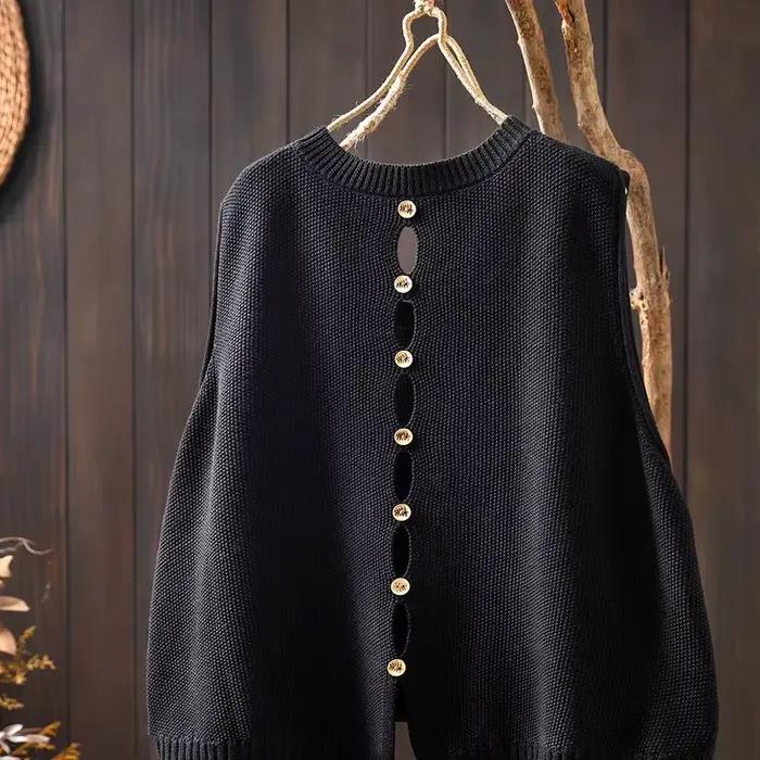 Gilet tricoté en fil de coton pour femme