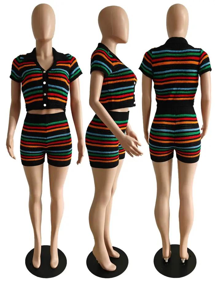 Ensemble de pull rayé pour femme