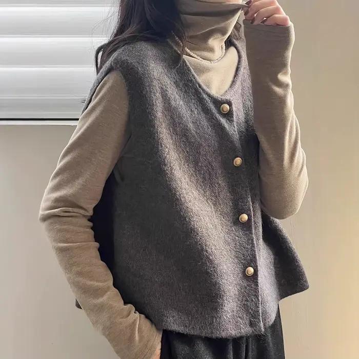 Gilet tricoté rétro pour femmes