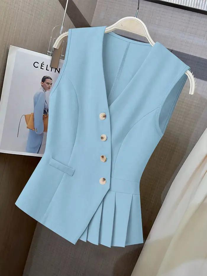 Gilet sans manches à col en V pour femme