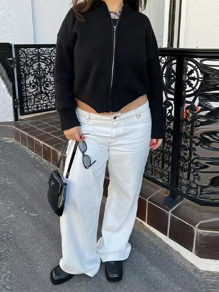 Pull tricoté solide pour femmes