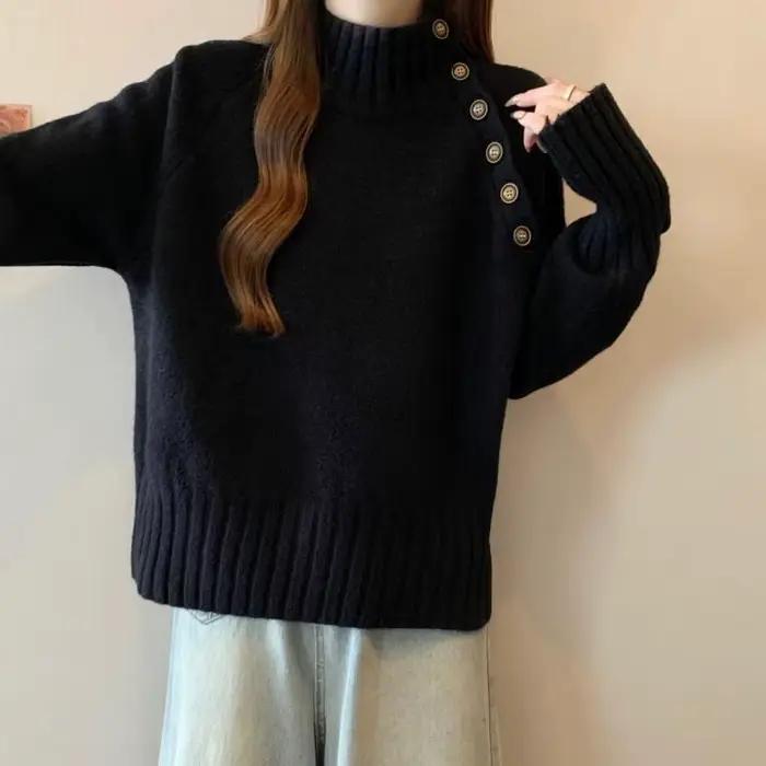 Pull tricoté à col mi-haut pour femmes